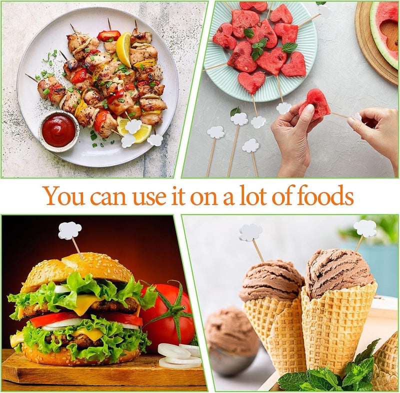 Queekay 100 Pcs White Cloud Cocktail Picks Cupcake Toppers Baby Shower Food Picks Appetizer Toothpicks Party Decoration Cocktail Sticks for Sandwich Hamburger Fruit - Image 4