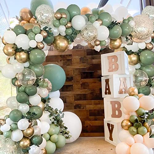HODIHIWI Sage Green Balloon Garland Kit Arch Oh Baby Shower Olive Matte Different Sizes Decor Happy Birthday Party Wedding Jungle Decorations - Image 2