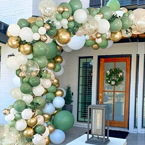 HODIHIWI Sage Green Balloon Garland Kit Arch Oh Baby Shower Olive Matte Different Sizes Decor Happy Birthday Party Wedding Jungle Decorations - Image 1
