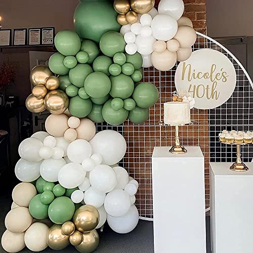HODIHIWI Sage Green Balloon Garland Kit Arch Oh Baby Shower Olive Matte Different Sizes Decor Happy Birthday Party Wedding Jungle Decorations - Image 4