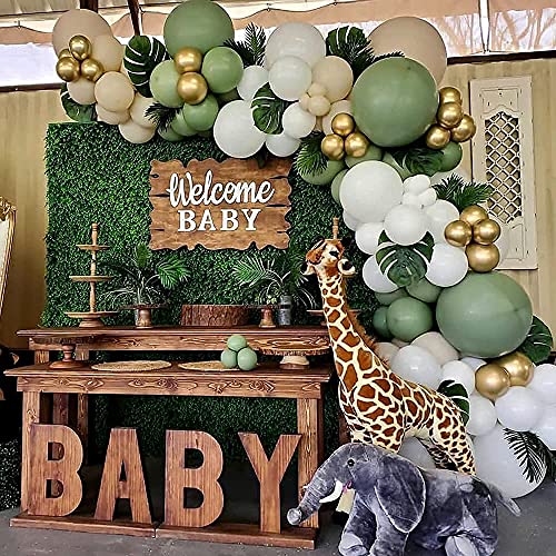 HODIHIWI Sage Green Balloon Garland Kit Arch Oh Baby Shower Olive Matte Different Sizes Decor Happy Birthday Party Wedding Jungle Decorations - Image 3