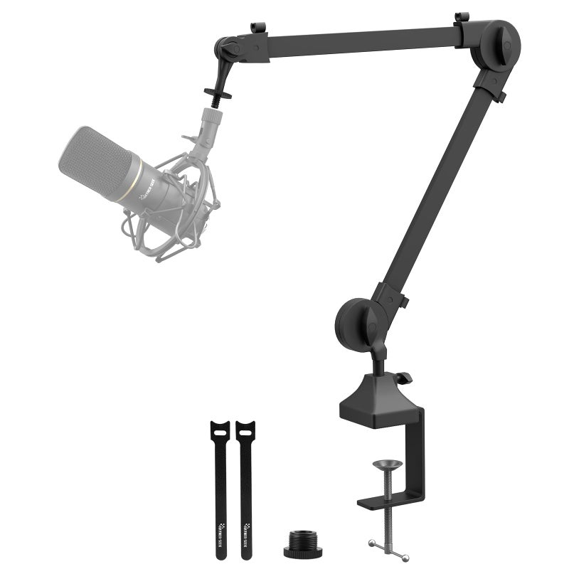 Microphone Boom Arm Stand Studio Arm Suspension Scissor Adjustable Mic Stand for HyperXShure SM7B and Other Microphone Recording Gaming Streaming Podcasting