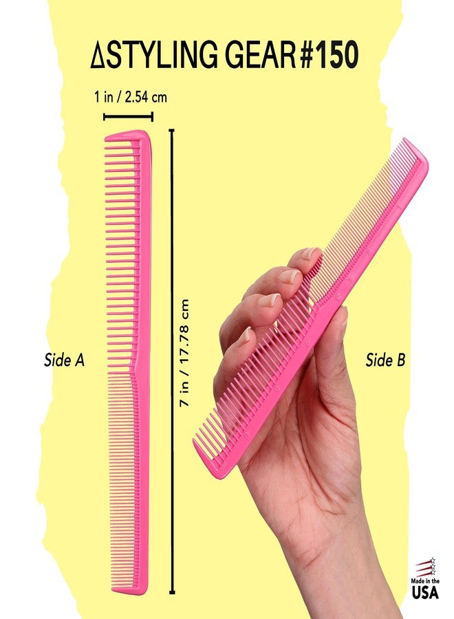 Styling Gear #150 Professional Barber Comb, Hair Cutting Combs for Barbers & Hair Stylists, Pocket Hair Comb, Beard & Mustache Grooming (Pink) - Image 2