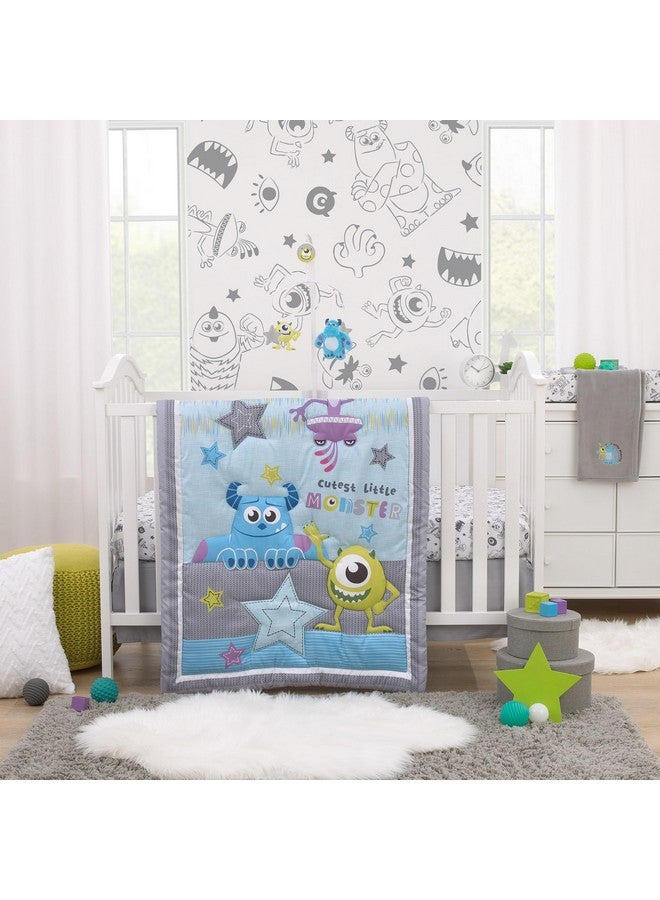 NoJo Disney Monsters, Inc. Cutest Little Monster Turquoise, Green, and Gray Sully, Mike and Stars Plush Musical Mobile - Image 4