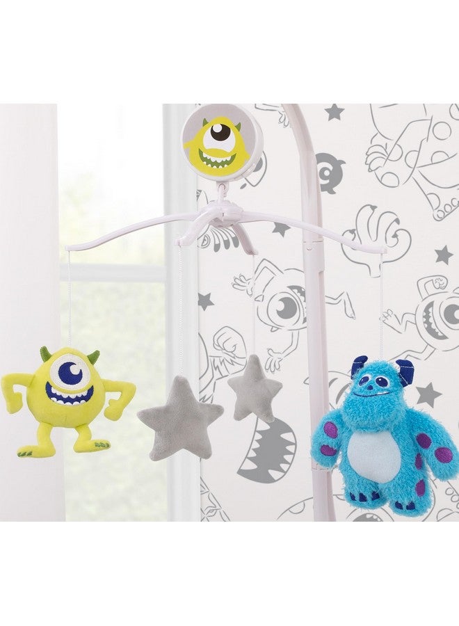 NoJo Disney Monsters, Inc. Cutest Little Monster Turquoise, Green, and Gray Sully, Mike and Stars Plush Musical Mobile - Image 3