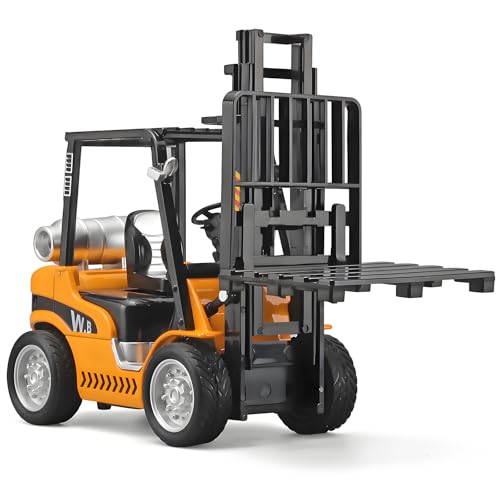 NOVAFUSION Forklift Toys for Kids Construction Truck ForkliftMetal DieCast Forklift ToyPull Back Fork Lift Toy with Lights and SoundsToy Forklift with Liftable DesignForklift for Kids Age 3 and Up - Image 1