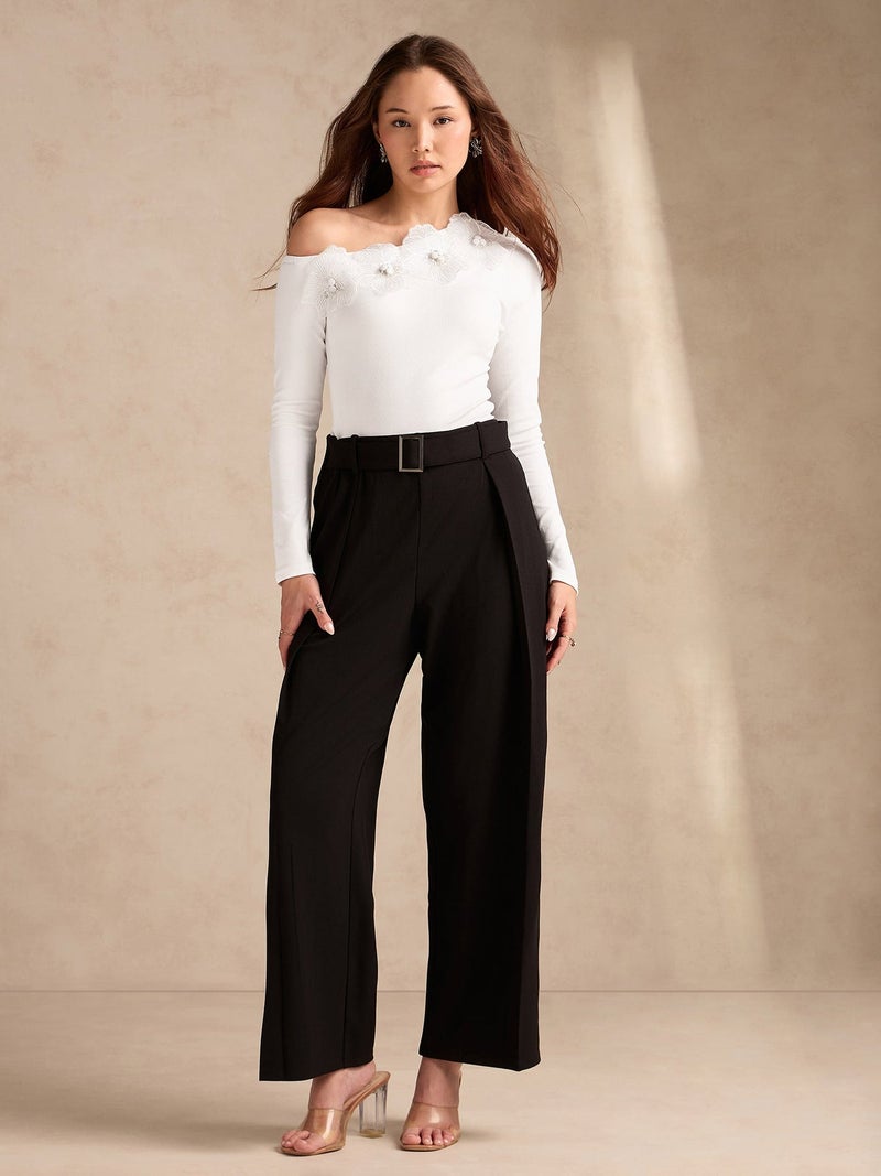 OUTZIDR white-off-shoulder-top-with-floral-embellishments - Image 4