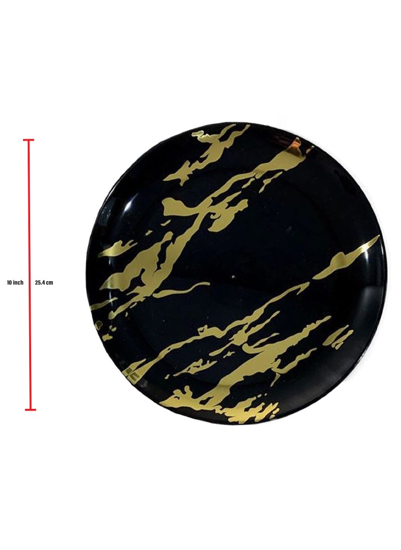 Sunny Your Bright Choice Disposable Plastic Plates Premium Marble Design Fancy Festive Party Set, 10 Pieces (Black With Gold)  - Image 3