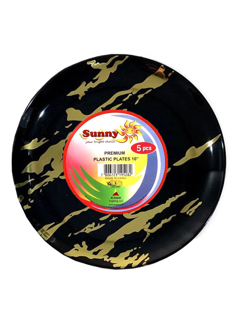 Sunny Your Bright Choice Disposable Plastic Plates Premium Marble Design Fancy Festive Party Set, 10 Pieces (Black With Gold)  - Image 4
