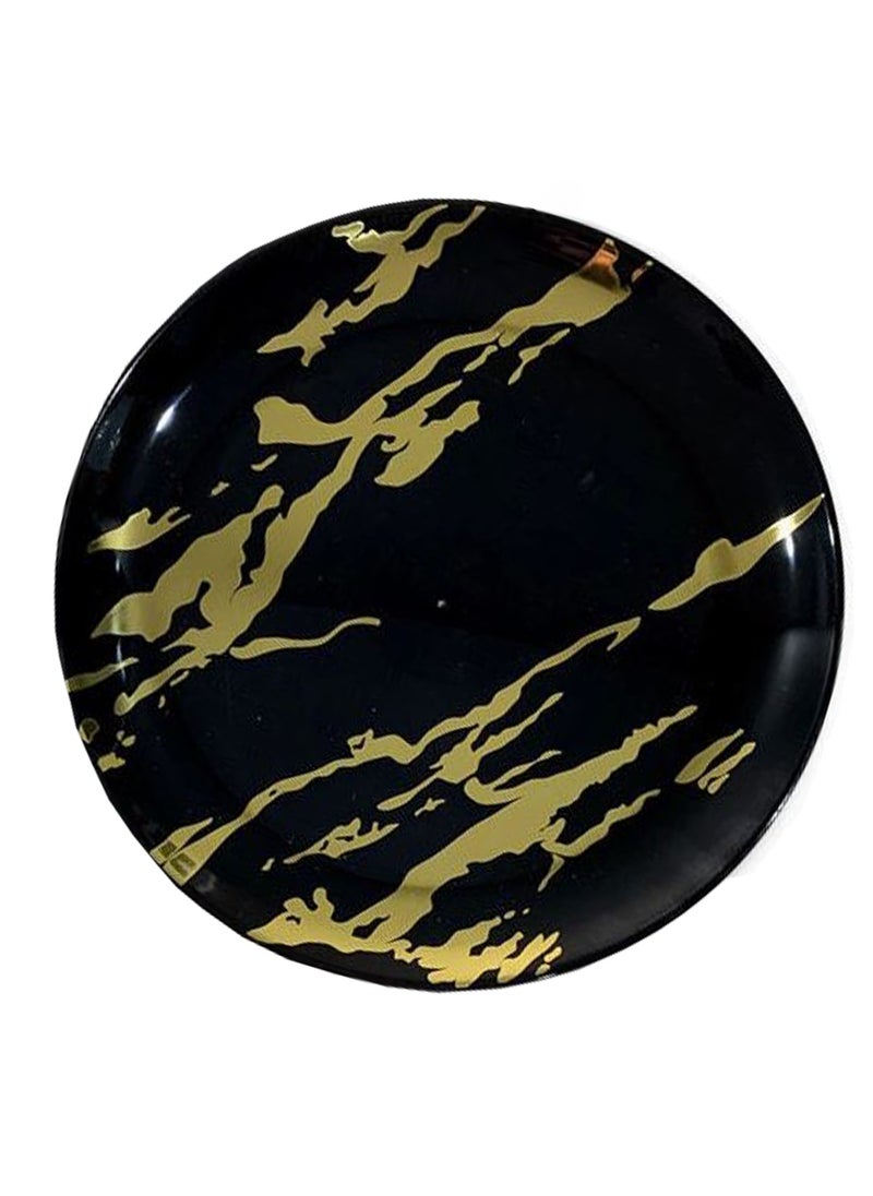 Sunny Your Bright Choice Disposable Plastic Plates Premium Marble Design Fancy Festive Party Set, 10 Pieces (Black With Gold)  - Image 2
