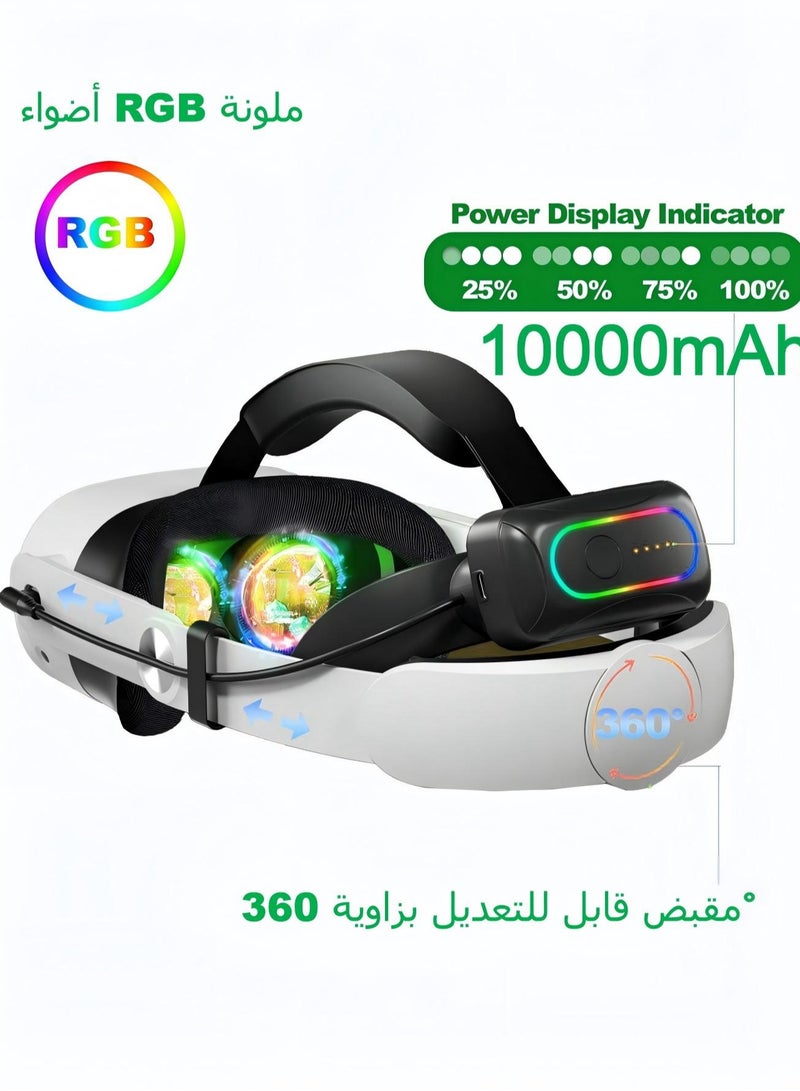 DYSWEI Meta Quest 3 Head Strap with 10000mAh Battery Fast Charging VR Power Bank for VR Gaming Extended Use Outdoor and Home - Image 1