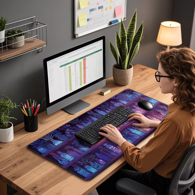 Mcapirivo Mystical Potion Bottles Gaming Mouse Pad 31.5"x15.7"ï½œXXL Desk Mat, Non-Slip Rubber Base & Stitched Edges - Extended Waterproof Mousepad for PC/Laptop/Office/Home Decor - Image 3