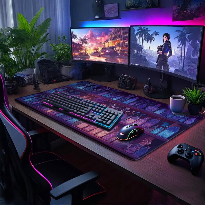 Mcapirivo Mystical Potion Bottles Gaming Mouse Pad 31.5"x15.7"ï½œXXL Desk Mat, Non-Slip Rubber Base & Stitched Edges - Extended Waterproof Mousepad for PC/Laptop/Office/Home Decor - Image 2