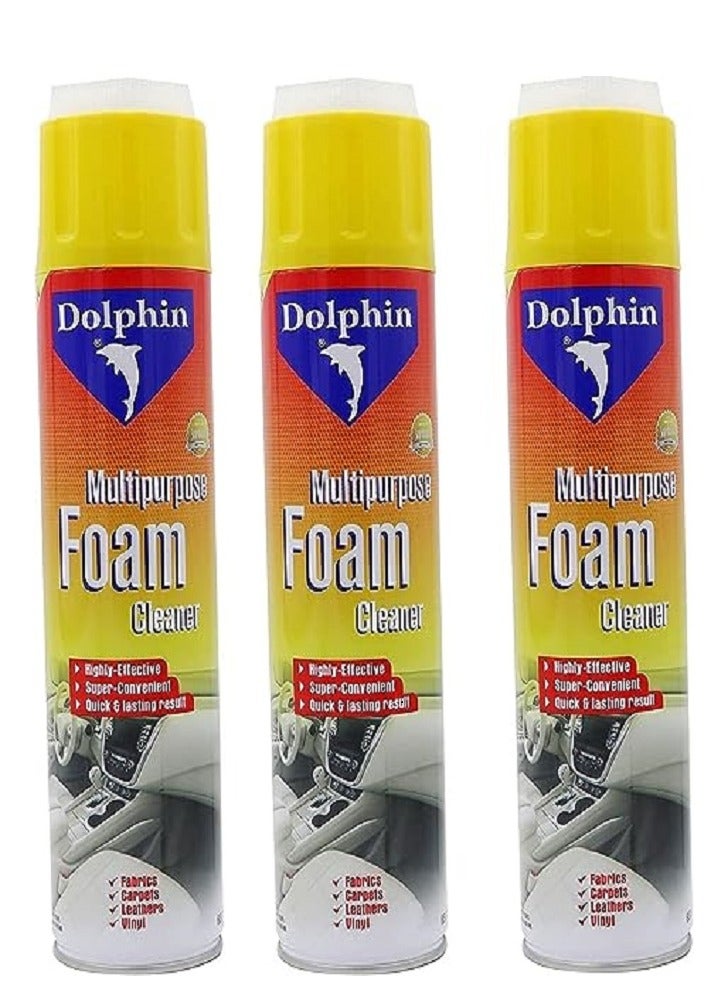 Dolphin Dolphin Multipurpose Foam Cleaner 650ml with (3) Free Cleaning Cloth (Pack Of 3) - Image 1