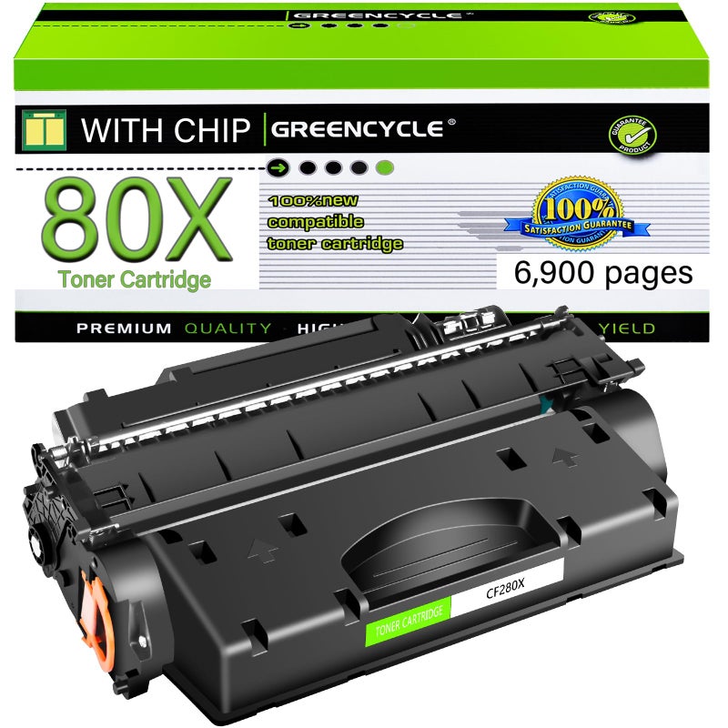 greencycle Compatible Toner Cartridge Replacement for HP 80X CF280X Work with Laserjet Pro 400 M401A M401D M401N M401DNE MFP M425DN Printer Black 1Pack