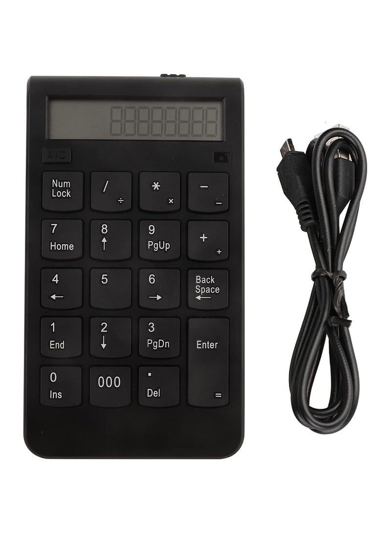GGOOT Wireless Number Pad for Laptop, LCD Display Wireless Keypad, 2.4G 19 keys Waterproof Numeric Keypad, USB Receiver Plug and Play Black  - Image 1