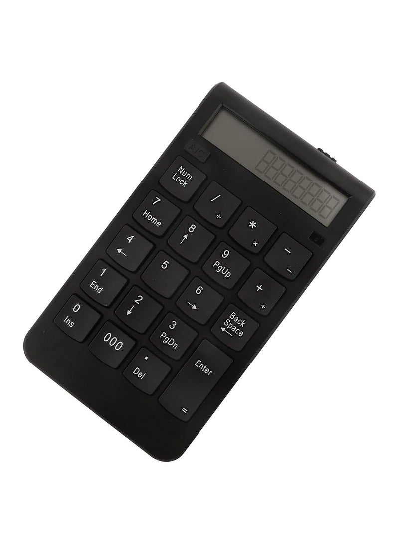 GGOOT Wireless Number Pad for Laptop, LCD Display Wireless Keypad, 2.4G 19 keys Waterproof Numeric Keypad, USB Receiver Plug and Play Black  - Image 2