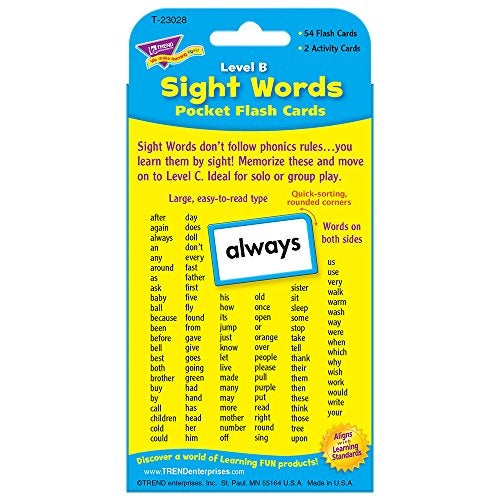 Trend Enterprises: Sight Words Level B Pocket Flash Cards, Great for Skill Building and Test Prep, 56 Two-Sided Cards Included, 108 Commonly-Used Words, for Ages 5 and Up - Image 4