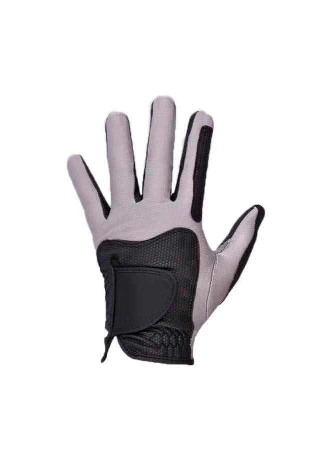 Golf Left Hand Glove Polyester High Elasticity Breathable Washable Single Golf Glove for Men Women Black Grey S