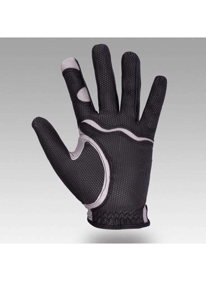 Golf Left Hand Glove Polyester High Elasticity Breathable Washable Single Golf Glove for Men Women Black Grey S