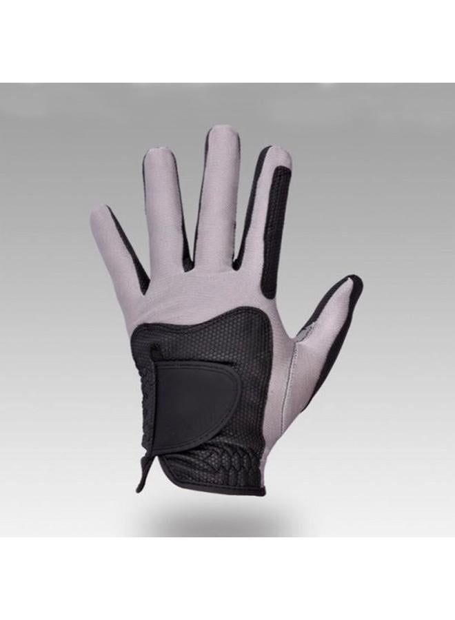 Golf Left Hand Glove Polyester High Elasticity Breathable Washable Single Golf Glove for Men Women Black Grey S