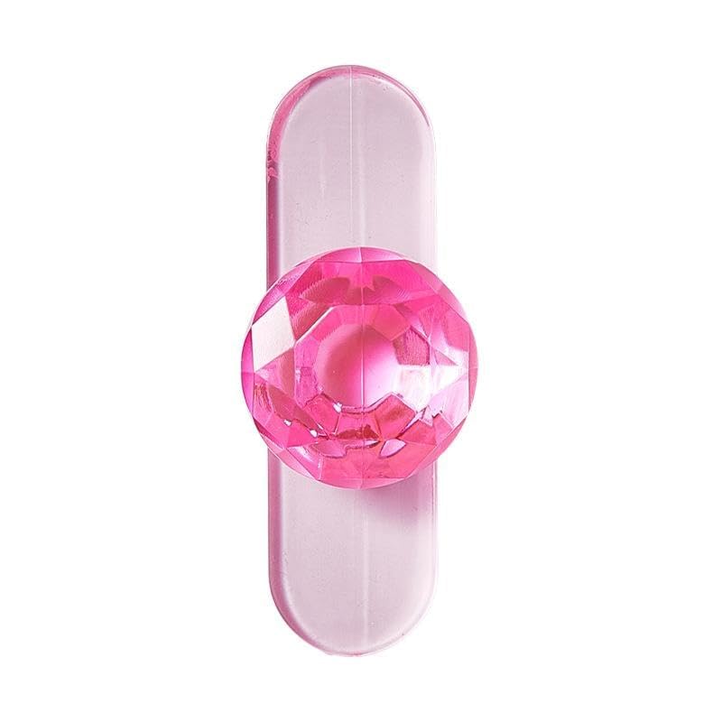 ZEBROC ABS Plastic 8 Pcs Punchfree Crystal Drawer Handle SelfAdhesive Acrylic Transparent Cabinet Wardrobe Furniture Pulls Hooks Rectangle Pack Of 8 Pink - Image 1
