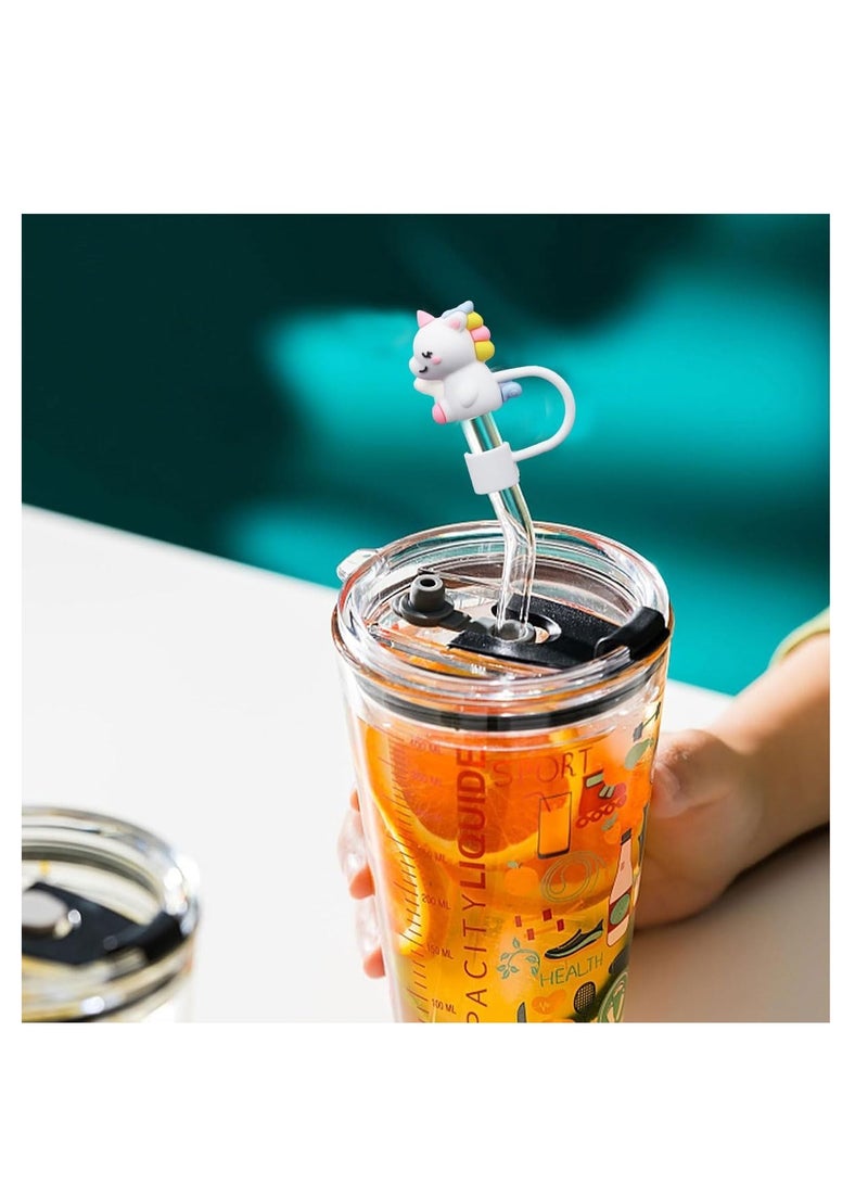 ECVV ECVV 10Pcs Straw Cover Cap for Stanley Cup Cute Animal Shape Silicone Straw Lids, Reusable Dust-Proof Straw Topper for Stanley Tumbler Accessories, 10mm  - Image 3