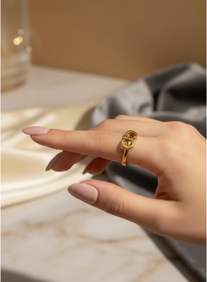 general Gold Stainless Steel Ring with Geometric Design – Modern Minimalist Elegance - Image 2