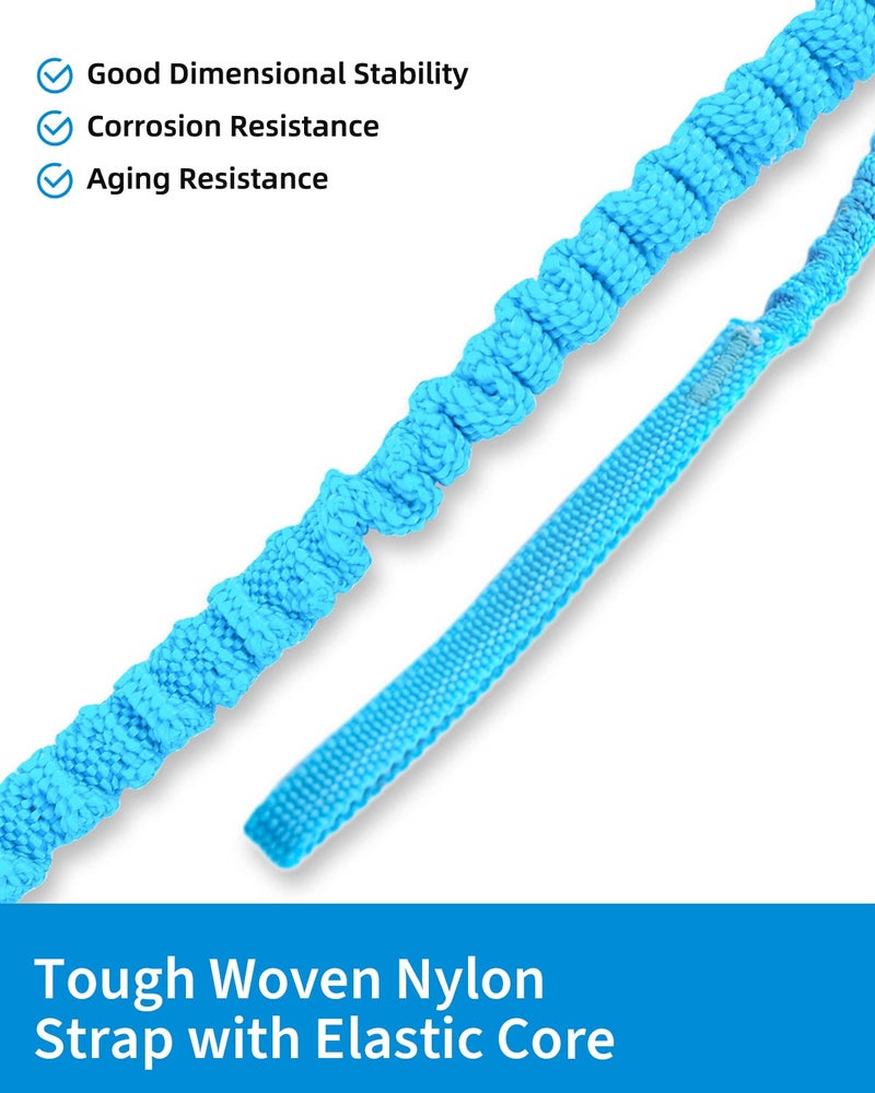 OCEANBROAD Kayak Paddle Leash with D-Ring Stretchable Bungee Strap Lanyard Rope for SUP Kayaking Boating Canoeing Fishing Pole Rod 4-7 Feet Blue 1 Pack - Image 3