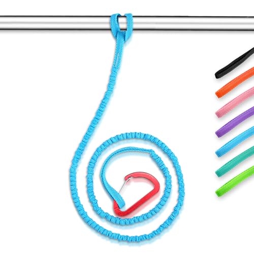 OCEANBROAD Kayak Paddle Leash with D-Ring Stretchable Bungee Strap Lanyard Rope for SUP Kayaking Boating Canoeing Fishing Pole Rod 4-7 Feet Blue 1 Pack - Image 1