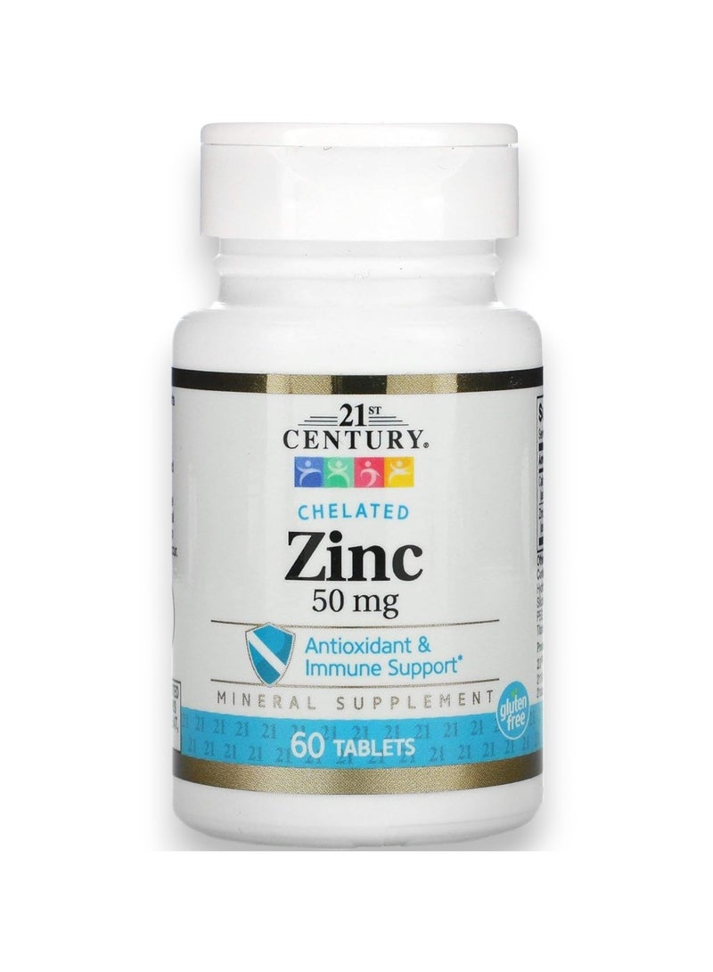 21st Century زنك مخ chelated، 50 ملغ، 60 قرص - Image 1