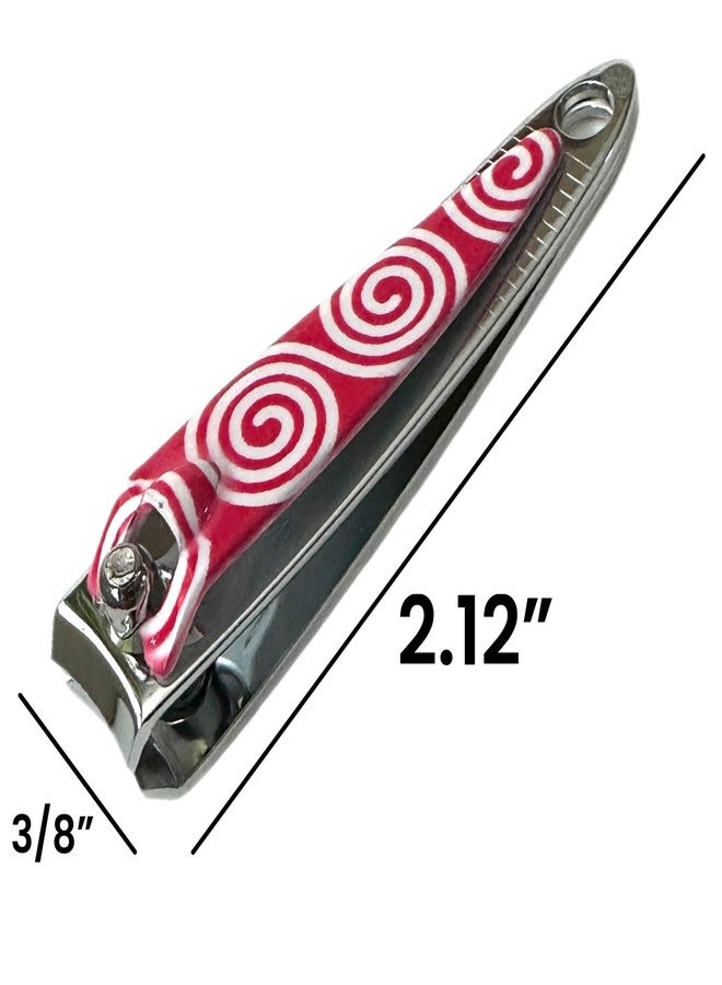 ALAZCO 6 ALAZCO Mini Stainless Steel Nail Clippers Nailcare Sharp Fingernail Clipper Classic Vintage Style Pink Swirl Design - Image 3