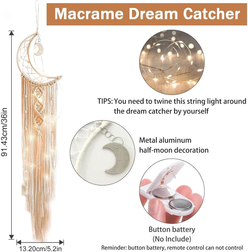 Homecor Gifts for Teenage Girls, Hanging Photo Display & Moon Dream Catchers, Christmas Teen Girls Gifts Ideas Ages 10 11 12 13 14 Years Old, Macrame Wall Decor Boho Bedroom Dorm Aesthetic Room Decor - Image 5