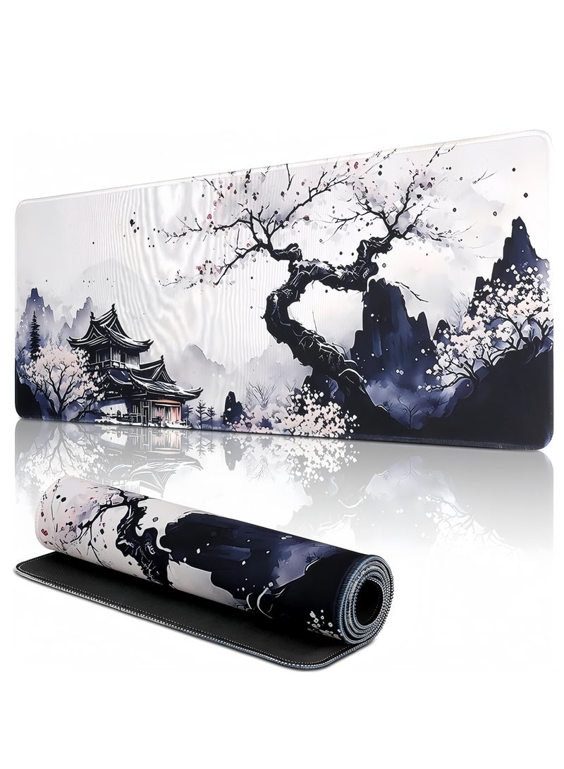 Large Japanese Sakura Gaming Mouse Pad with Non-Slip Rubber Base, Stitched Edges, and Vibrant Anime Design – Ideal for Gaming, Office Work, and Desk Setup - Image 1