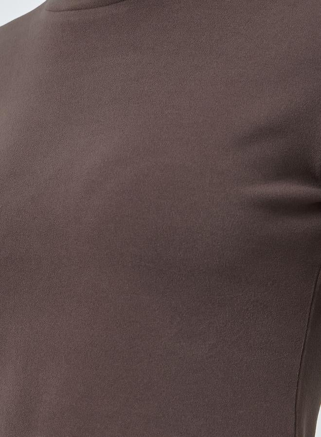 Styli Brown Fitted Knit T-Shirt - Image 3