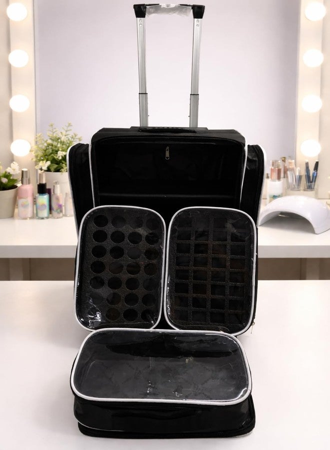 OMEY Nail Art Vanity Bag, Clear Travel Makeup Bag Portable Organizer Cosmetic Bag, Pouch for Women and Girls Traveling Storage Cosmetics Bags with Zipper Divider Brush Compartment - Image 3