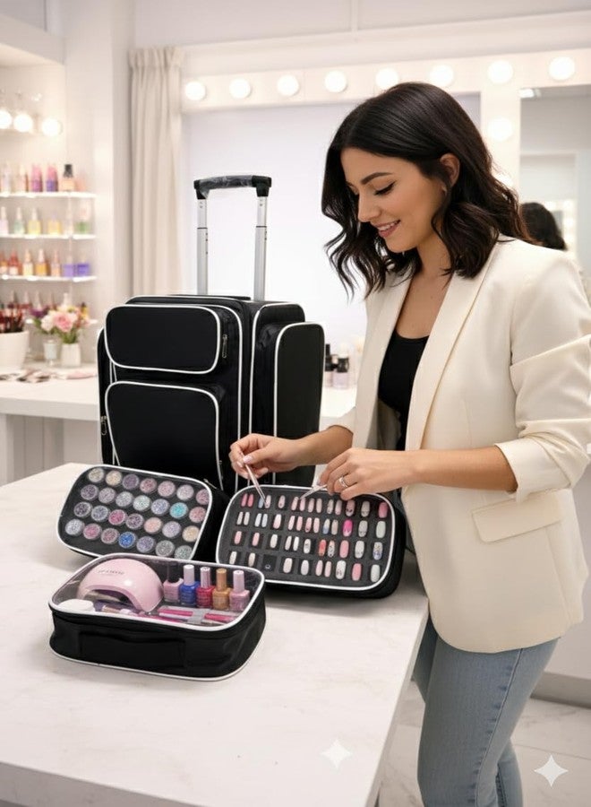 OMEY Nail Art Vanity Bag, Clear Travel Makeup Bag Portable Organizer Cosmetic Bag, Pouch for Women and Girls Traveling Storage Cosmetics Bags with Zipper Divider Brush Compartment - Image 5