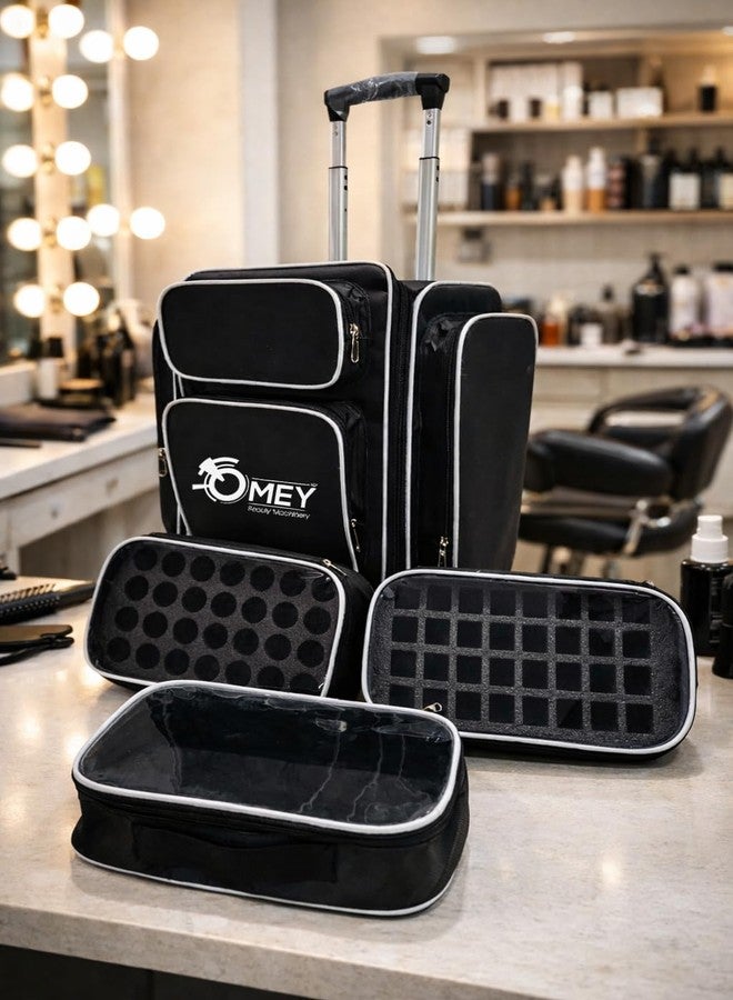 OMEY Nail Art Vanity Bag, Clear Travel Makeup Bag Portable Organizer Cosmetic Bag, Pouch for Women and Girls Traveling Storage Cosmetics Bags with Zipper Divider Brush Compartment - Image 2