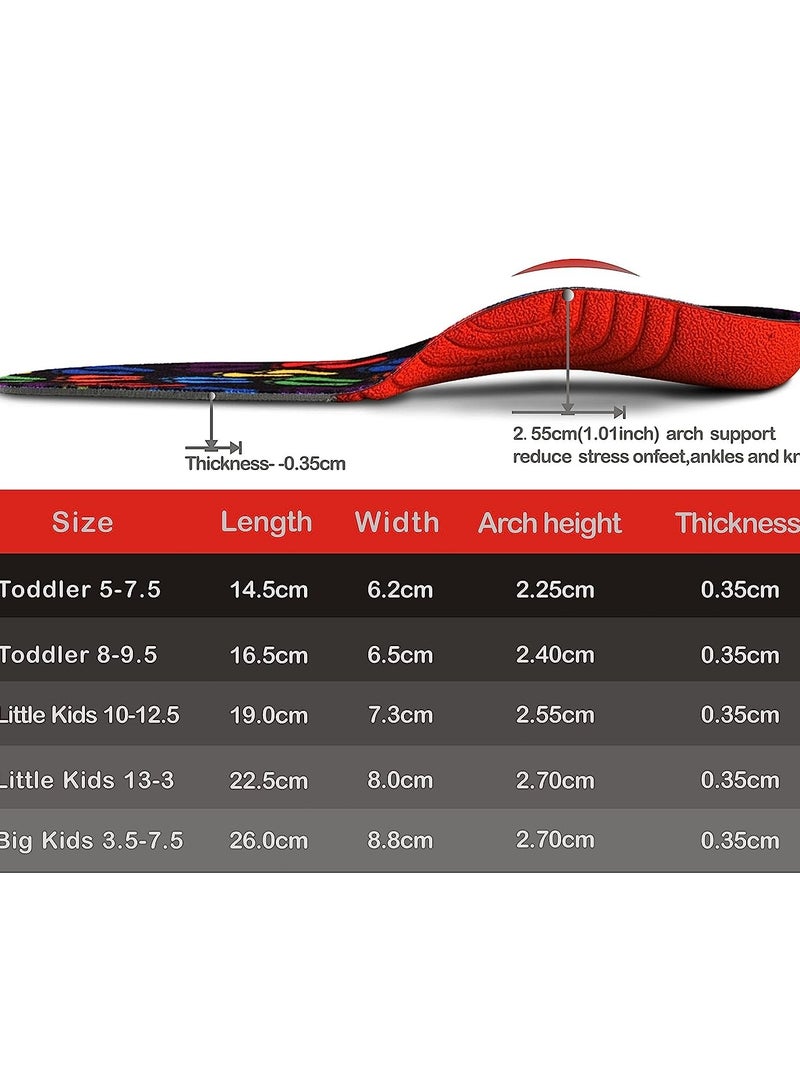 Orthotic Insole, Kids Orthotic Cushioning Arch Support Shoe Insoles, Children Pu Foam Inserts for Flat feet, Plantar Fasciitis, Feet Heel Pain Relief (19 cm)