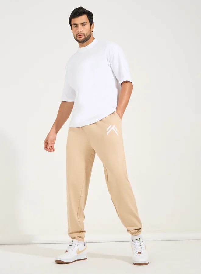 Styli Styli Minimal Print Oversized Joggers with Elasticated Hem
