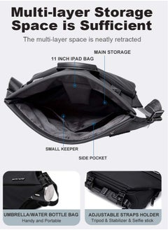 ARCTIC HUNTER Small Sling Crossbody Bag Shoulder Bag for Men, Lightweight One Strap Backpack Messenger Bag Backpack for Hiking Walking Biking Travel Cycling, Black  - Image 5