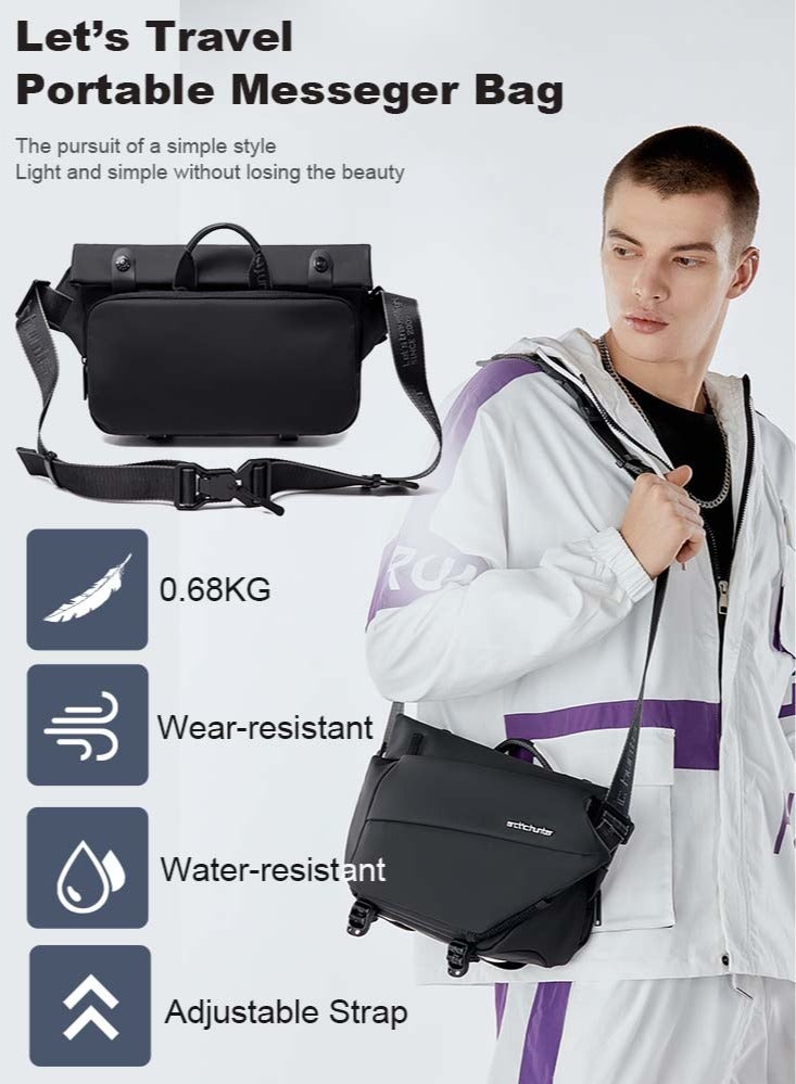 ARCTIC HUNTER Small Sling Crossbody Bag Shoulder Bag for Men, Lightweight One Strap Backpack Messenger Bag Backpack for Hiking Walking Biking Travel Cycling, Black  - Image 2