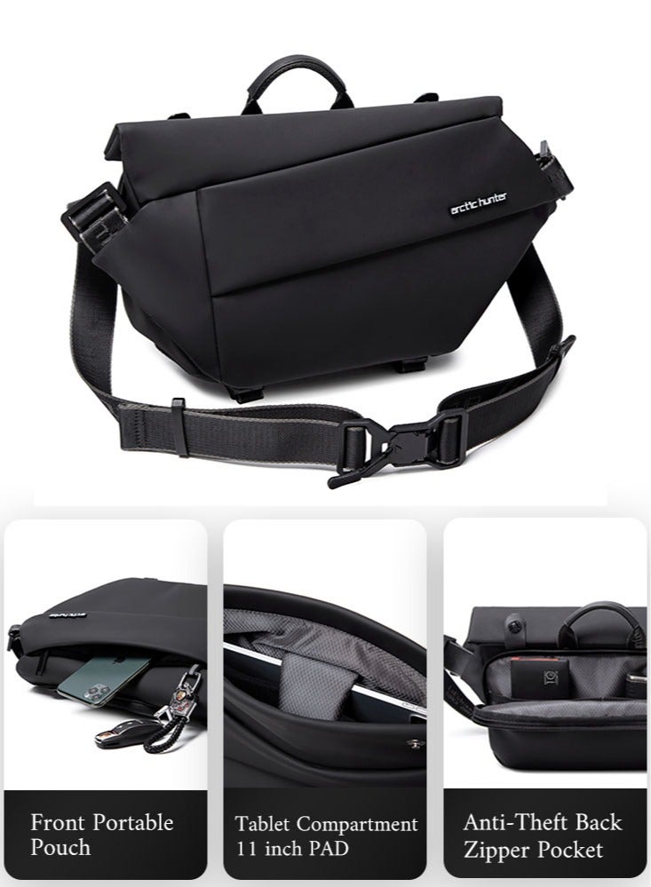 ARCTIC HUNTER Small Sling Crossbody Bag Shoulder Bag for Men, Lightweight One Strap Backpack Messenger Bag Backpack for Hiking Walking Biking Travel Cycling, Black  - Image 4