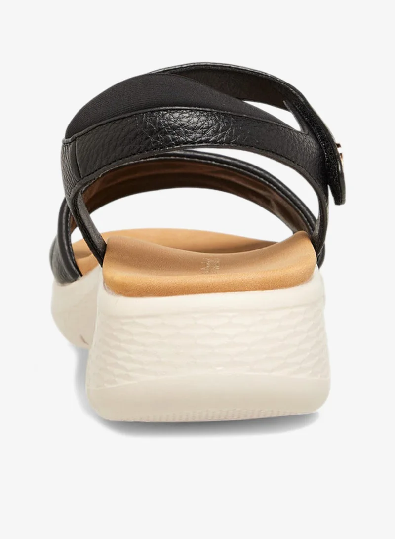 Le Confort BLACK Solid Sandals with Hook and Loop Closure for Women | Best Price UAE
