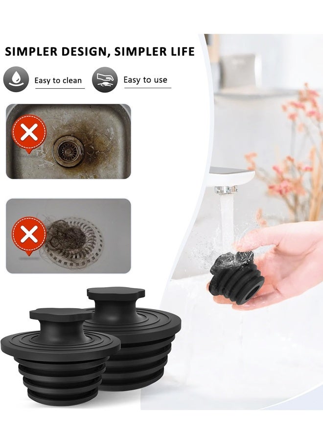 2 Pack Silicone Universal Shower Drain Cover, Tub Stopper Bathtub Drain for Bathroom, Tub, and Shower Drain - Easy Install Shower Drain - Image 4