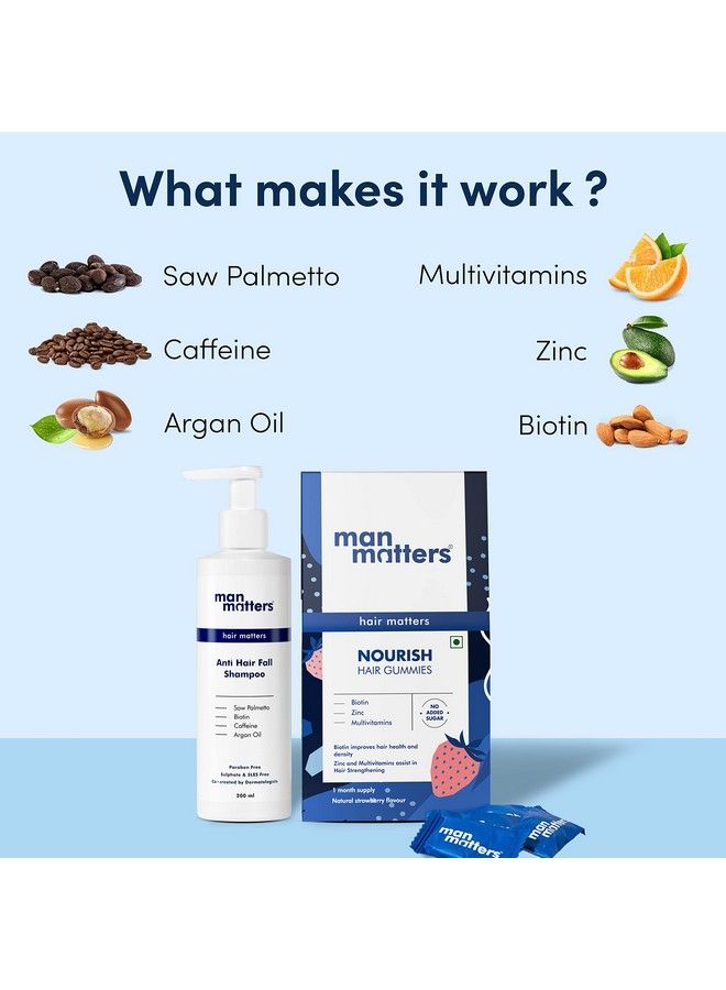 Man Matters Anti Hair Fall Shampoo 200 Ml & Biotin Hair Gummies (30 Days Pack) ; Strengthens & Smoothens Hair ; 30 Gummies - Image 4