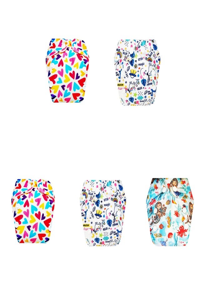 Dumbledo Premium Newborn Cloth Diaper with Integrated Soaker (Pack of 5) | Hypoallergenic | 6-Layer Absorbent Pad | Travel Friendly | Worry-Free Diapering | 0 - 4 Months | Unisex Baby - Image 1