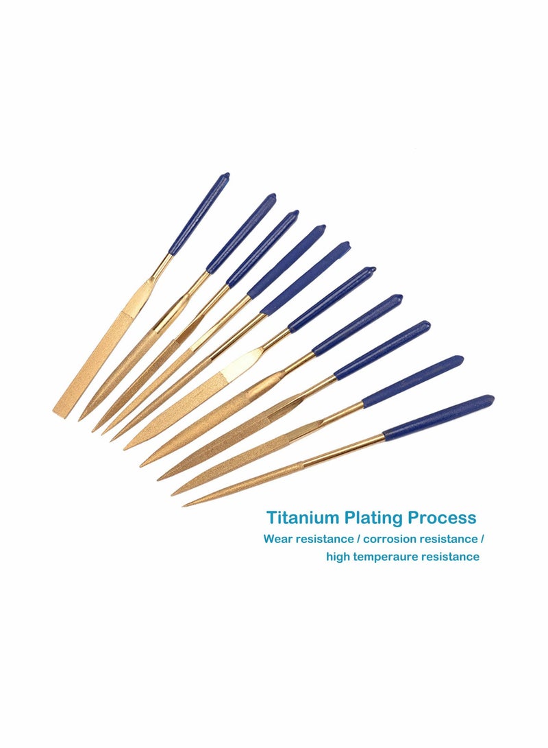 Titanium Coated File Set, Multipurpose Diamond Needle Files Tool 10pcs - Image 2