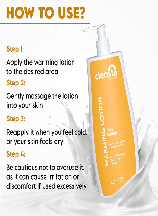 Clensta WARMING Body Lotion 400ml for All Skin Types Winter Women Men | Warms, Insulates & Hydrates Skin | Enriched with Ginger Oil, Shea Butter & Active Peptides - Image 5