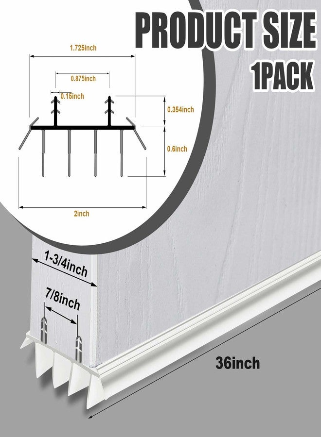 Pushglossy Replacement Door Bottom with Vinyl Fins 36" Long 1 3/4" Wide Threshold Seal Bottom of Door Weatherstrip Kerf Weather Stripping for 7/8" Between Barbs(1 Pcs,White) - Image 2